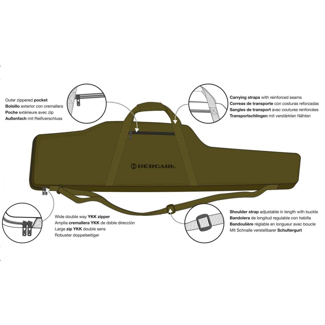 Funda acolchada para rifle con visor, con correa de transporte, 125cm.