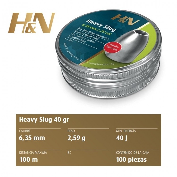 BALINES H&N SLUG HP 32 GR CAL 6,35mm 120 UDS